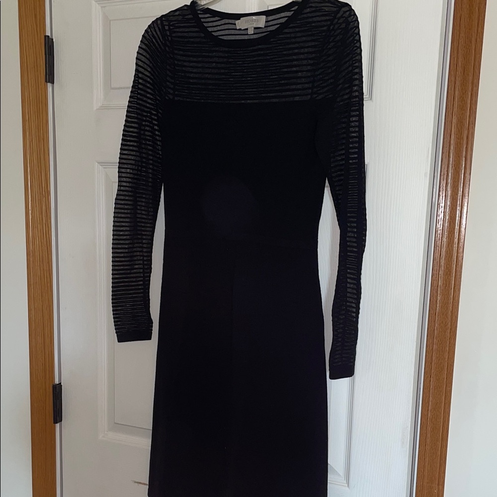 Elegant Black Mesh Sleeve Dress
